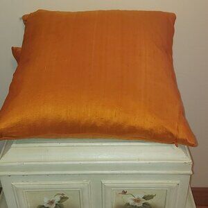 Pillows (2) Orange Silk Feather 50cmx50cm